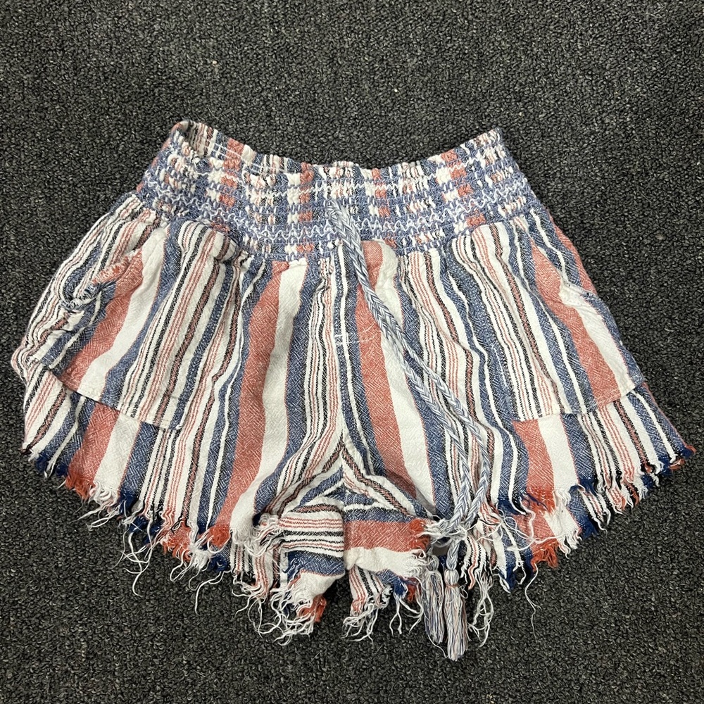Rewash High Waist Striped Blue and Red Shorts